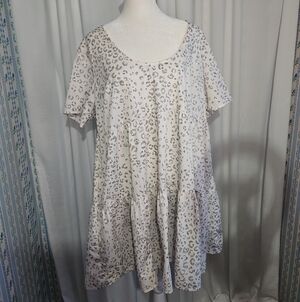 3 For $13.00! A New Day Cream Leopard Tiered Short Dress-Size Large